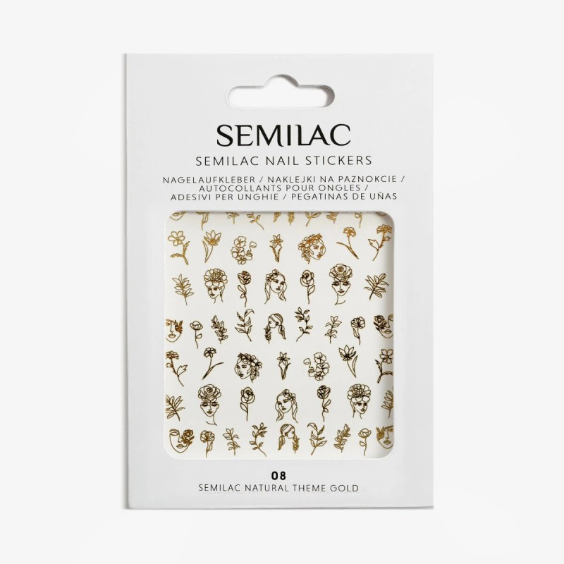 08 Semilac Nail Sticker Natural Theme Gold
