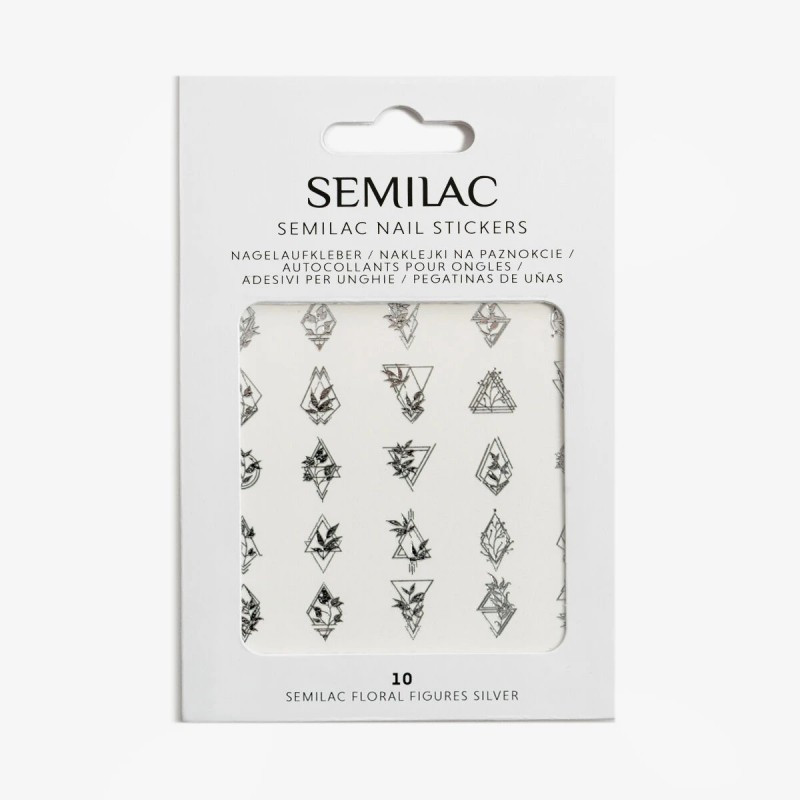 10 Semilac Nail Sticker Floral Figures Silver