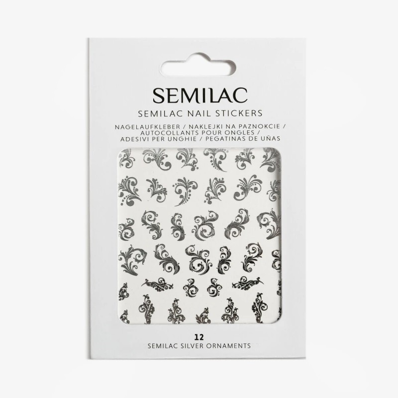 12 Semilac Nail Sticker Silver Ornaments